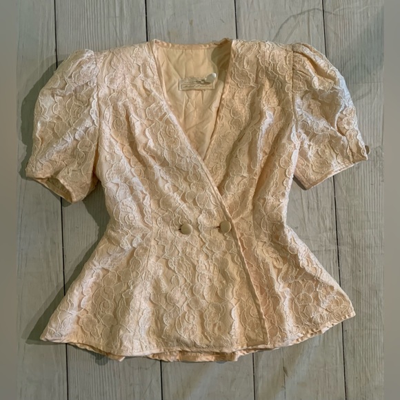 VTG Barbara Chodos For Michael Marcella Size 6 Pink Floral Lace 2pc Skirt Set - Picture 13 of 15